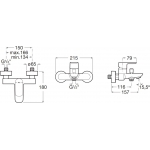 Roca Cala A5A026ENB0 浴缸龍頭（黑色）：38mm纖薄壺身、自動分流器、掛牆式安裝